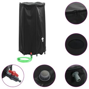 vidaXL Water Tank Black PVC Medium Collapsible Water Tank Round