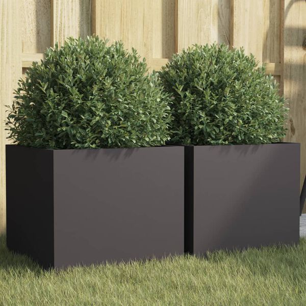 vidaXL Planter Set of 2 Black Cold-rolled steel Medium Durable