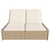 vidaXL Double Sun Lounger with Cushions Beige Poly Rattan