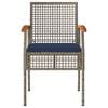 vidaXL Garden Chair Grey Poly Rattan Standard Removable Covers
