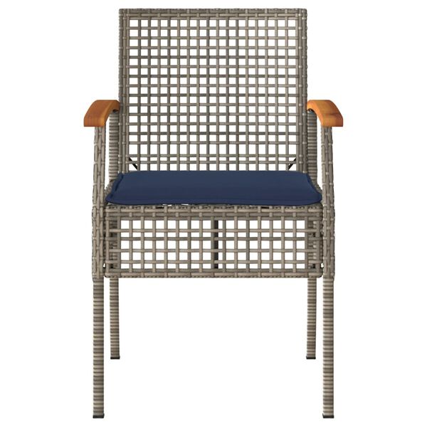 vidaXL Garden Chair Grey Poly Rattan Standard Removable Covers