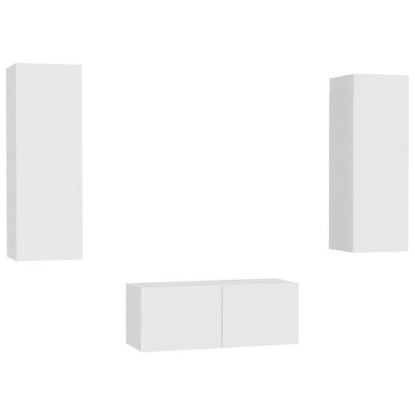 vidaXL TV Cabinet Set of 3 White Engineered wood TV Cabinet