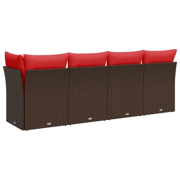 vidaXL Garden Sofa with Cushion Brown 227 x 62 x 69 cm Poly Rattan