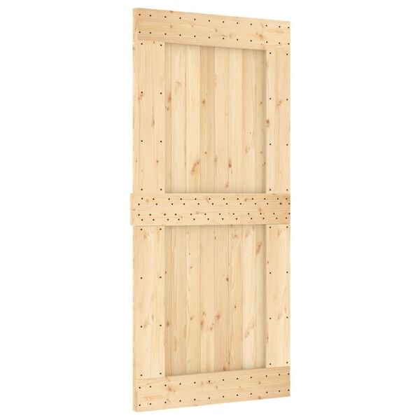 vidaXL Sliding Door with Hardware Set 37.4x82.7" Solid Wood Pine