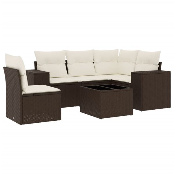 vidaXL Garden Sofa Set Brown, Cream White