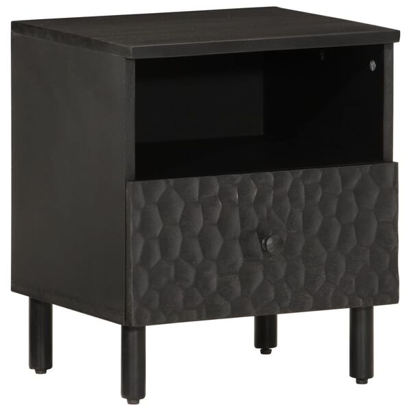 vidaXL Bedside Cabinet Black Solid mango wood, engineered wood, iron