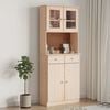 vidaXL Highboard Natural wood Solid pine wood, glass Large Highboard