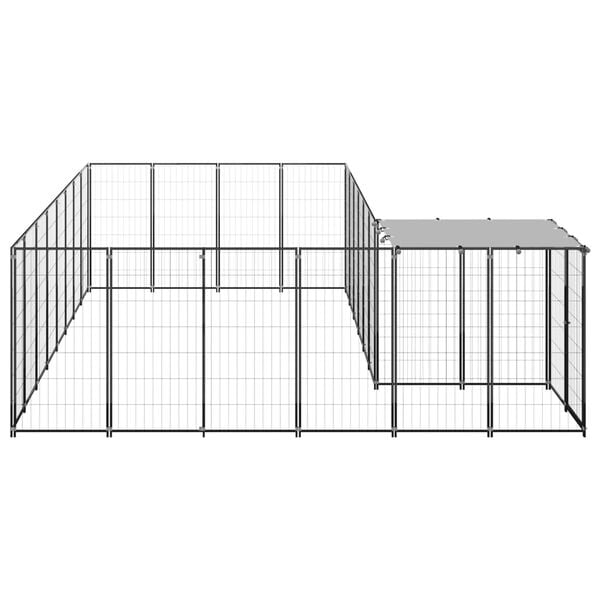 vidaXL Dog Kennel Black and Silver Grey