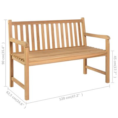 vidaXL Patio Bench with Anthracite Cushion 47.2" Solid Teak Wood