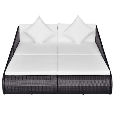 vidaXL Patio Bed Black 79.1"x54.7" Poly Rattan