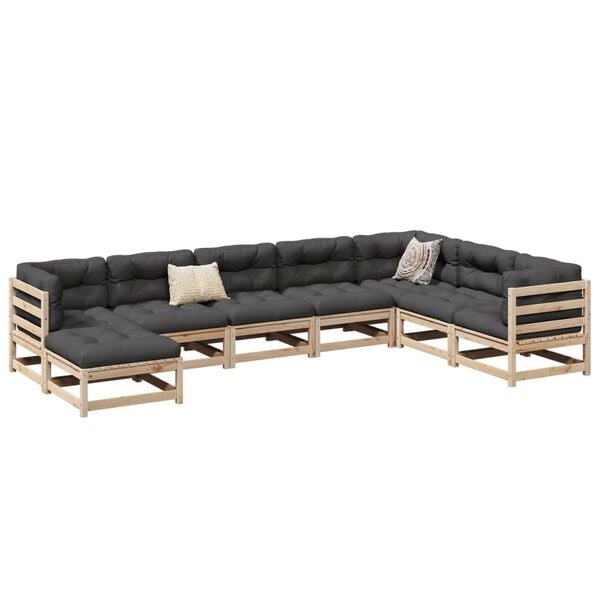 vidaXL Garden Sofa Set Natural wood Solid pine wood Large Modular