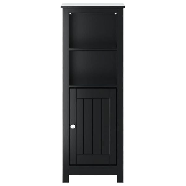 vidaXL Bathroom Cabinet Black Solid pine wood, engineered wood, metal