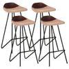 vidaXL Bar Stool Set of 4 Brown Real goat leather, powder-coated iron