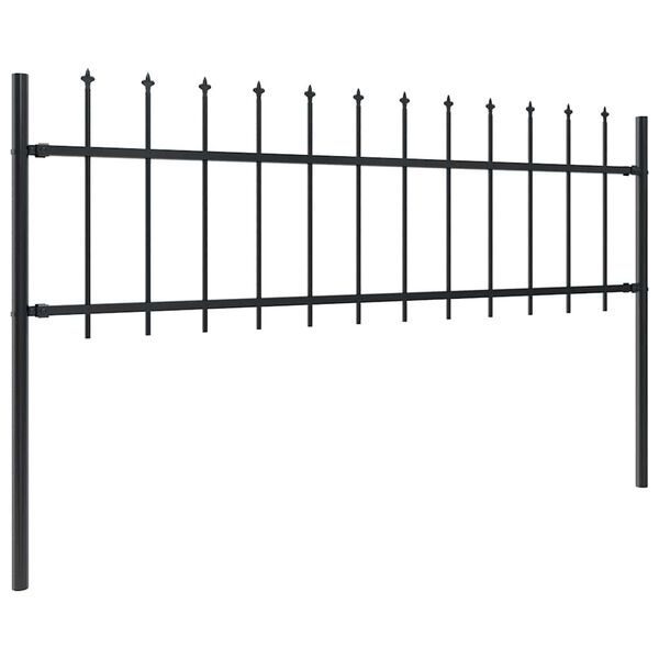 vidaXL Garden Fence with Spear Top Steel 631.3"x23.6" Black