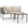 vidaXL Garden Lounge Set Gray PE rattan, steel, polyester Medium Modular