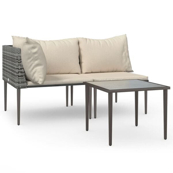 vidaXL Garden Lounge Set Gray PE rattan, steel, polyester Medium Modular
