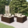vidaXL Garden Lounge Set Brown PE rattan, powder-coated steel, plastic