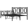 vidaXL Bed Frame Black Powder-Coated Steel Small Double Bed Frame