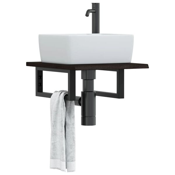 vidaXL Basin Shelf Wall Mounted Steel and Solid Wood Oak