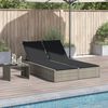vidaXL Double Sun Lounger with Cushions Light Grey Poly Rattan