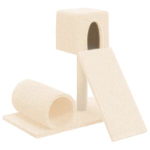 vidaXL Cat Tree Cream Engineered wood, plush, sisal 23.2 in Modern