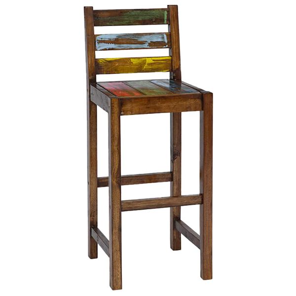 vidaXL Bar Stool Set of 2 Multicolor Solid reclaimed boat wood Standard
