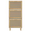 vidaXL Shoe Cabinet White 20.5"x9.8"x45.3" Engineered Wood&Natural Rattan