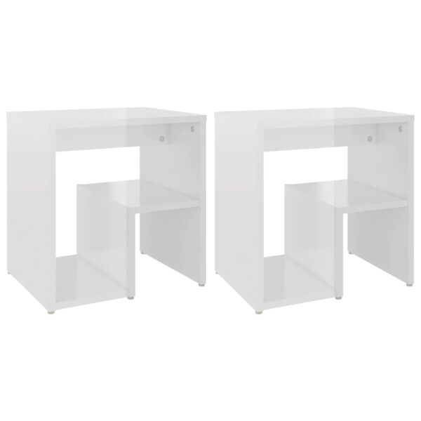 vidaXL Bed Cabinet Set of 2 High gloss white Engineered wood