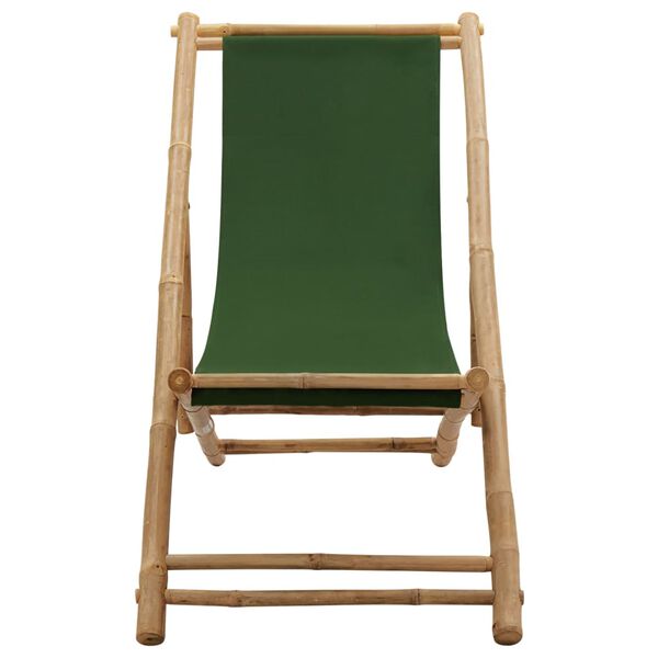 vidaXL Beach Chair Green Bamboo and canvas Perfect for adults Foldable