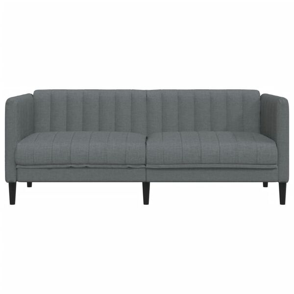 vidaXL Sofa Dark grey Polyester fabric, plywood, solid wood, foam 2-seater