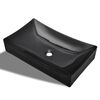 vidaXL Ceramic Bathroom Sink Basin Black Rectangular