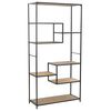 vidaXL Bookshelf Black and natural wood Solid firwood and steel