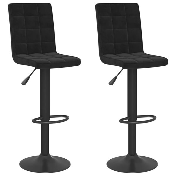 vidaXL Bar Stool Set of 2 Black Steel Adjustable Height Bar Stool