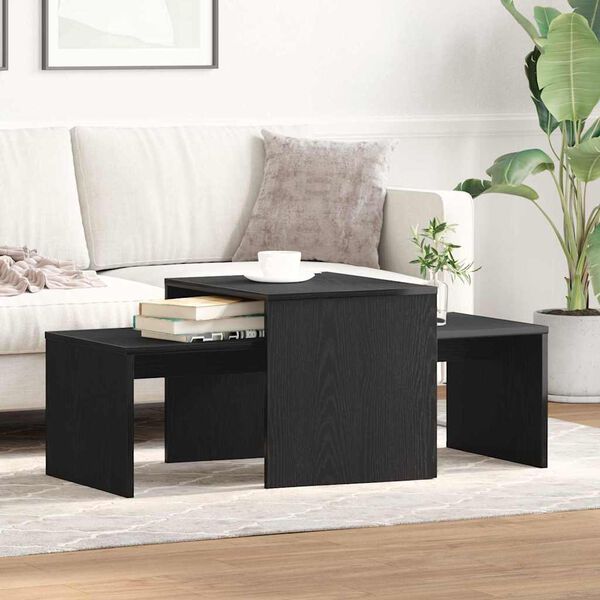 vidaXL Nesting Tables Black Oak 39.37 x 18.90 x 15.75 in