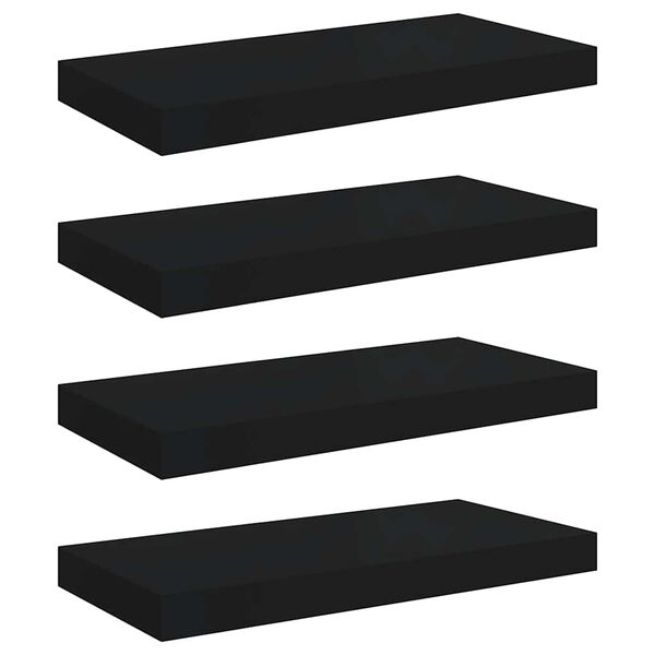 vidaXL Wall Shelf Set of 4 Black Honeycomb MDF, metal Wall mounting