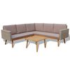 vidaXL Garden Sofa Set Gray PE Rattan Large Removable Covers