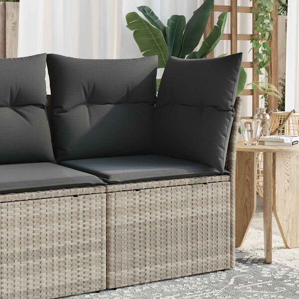 vidaXL Garden Sofa Light grey PE rattan, powder-coated steel, 100% polyester