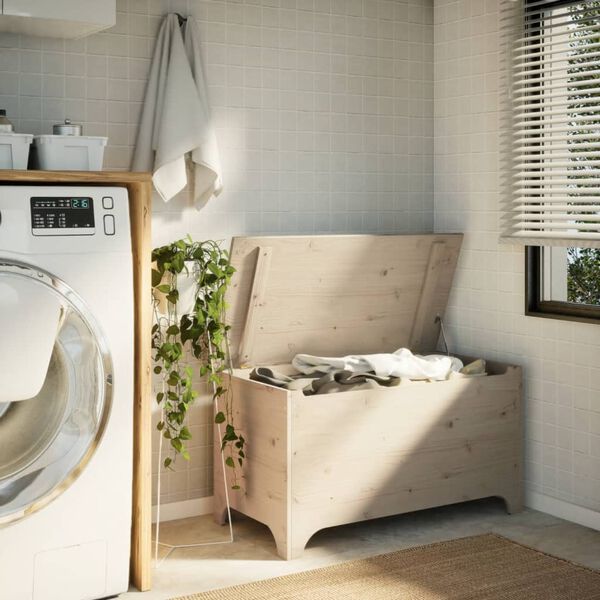 vidaXL Storage Box Natural Wood Solid Pine Wood Storage Box Rectangular