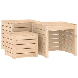 vidaXL Garden Box Set Natural wood Untreated solid pine wood 3 Piece Set