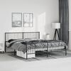 vidaXL Bed Frame Black Powder-Coated Steel King Bed Frame Rectangular