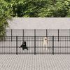 vidaXL Dog Kennel Black Powder-coated steel Large Durable Dog Kennel