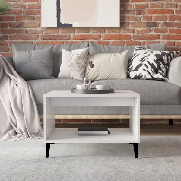vidaXL Coffee Table High gloss white Engineered wood, metal Medium