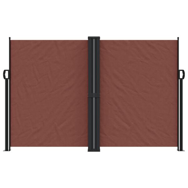 vidaXL Retractable Side Awning Brown 100% polyester with PU coating