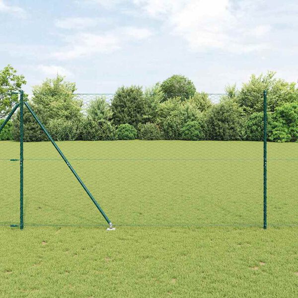 vidaXL Fence Post Green 32.81 x 4.92 ft (1.42 in mesh) Steel and PVC