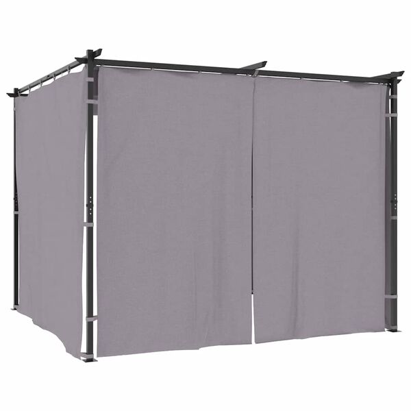 vidaXL Gazebo with Curtains 9.8x9.8' Anthracite Steel