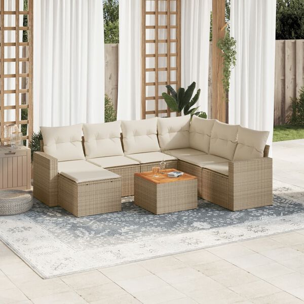 vidaXL Garden Sofa Set Beige PE Rattan Large Modular Garden Sofa Set