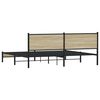vidaXL Bed Frame Sonoma oak Steel, Engineered wood Double Bed Frame