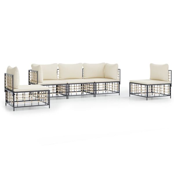 vidaXL Garden Lounge Set Anthracite, Beige