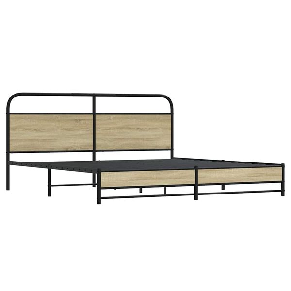 vidaXL Bed Frame Sonoma oak Steel Full Durable Bed Frame Rectangular
