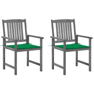 vidaXL Garden Chair Set of 2 Grey Solid Acacia wood Medium Durable